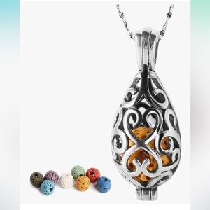 Maromalife Lava Stone Diffuser Necklace Teardrop Essential Oil Aromatherapy